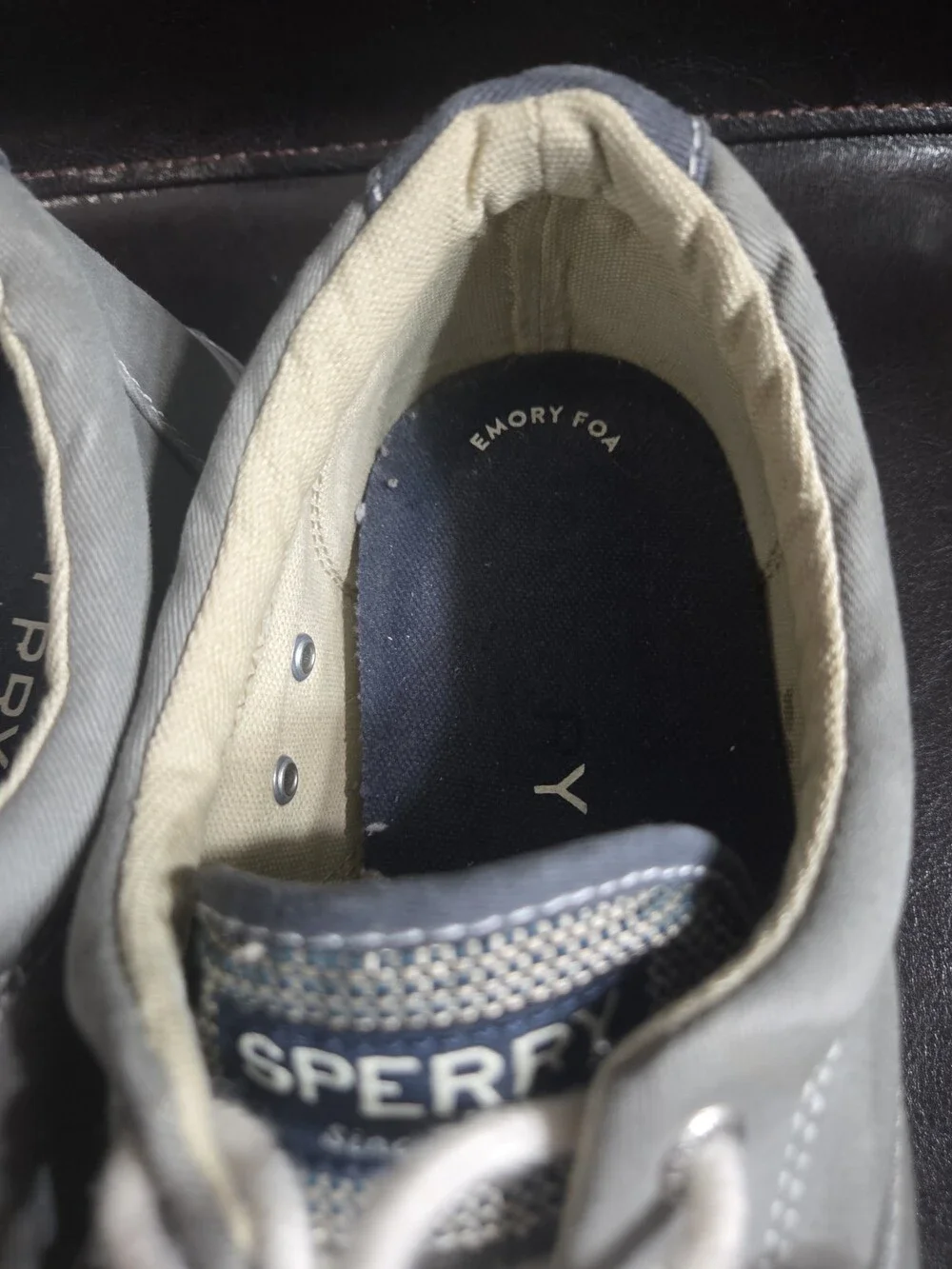 Sperry Boat Shoes Gray Canvas Lace Up Men'S 8.5 - Used